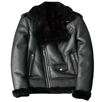 Новая мужская зимняя косая молния меховая сращенная мужская кожаная куртка меховой отворот мотоциклетное меховое пальто XXXXXL
