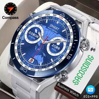 2023 Новый NFC ЭКГ + PPG Bluetooth Вызов Смарт-часы GPS-трекер Браслет движения Фитнес Подходит для часов Huawei Ultimate Smart Watch Men