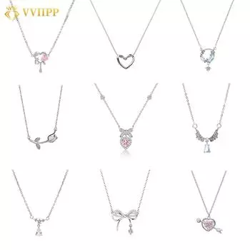 Новинка 2023 года, ожерелье с подвеской в виде крыла ангела в форме сердца и банта, ожерелье с кристаллами и цирконием, колье для женщин, ювелирные аксессуары 1