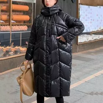 Новинка 2023 года, парки с хлопковой подкладкой, женская винтажная корейская одежда, длинная куртка с капюшоном, ветрозащитные зимние пальто для женщин S белый