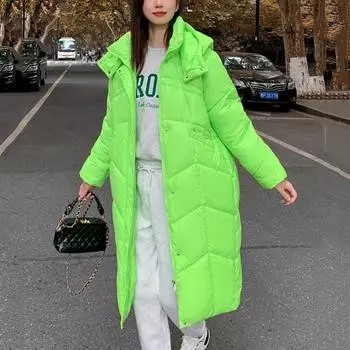 Новинка 2023 года, парки с хлопковой подкладкой, женская винтажная корейская одежда, длинная куртка с капюшоном, ветрозащитные зимние пальто для женщин S чёрный