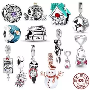 Новинка 2023 года, подвеска на выпускной, розовое золото, снеговик, призрак, демон, висячая бусина, подходит для оригинального модного браслета из серебра 925 пробы, женские ювелирные изделия