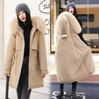 Новинка 2023 года, пуховик плюс-пух, женская свободная куртка средней длины, зимняя куртка M хаки