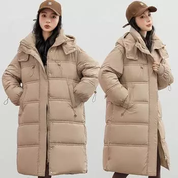 Новинка 2023 года, пуховое хлопковое пальто, женское корейское свободное хлопковое пальто средней длины, зимнее утепленное теплое хлопковое пальто, модное пальто M белый