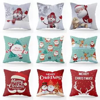 Новинка 2023 года, рождественская наволочка, креативный мультяшный снеговик, Санта-Лось, поясная диванная подушка, декоративные подушки 40x40cm