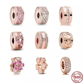 Новинка 2023 года, розовое золото, бусины с цветком любви, оригинальные модные подвески, серебряный браслет 925 пробы, женские ювелирные изделия своими руками, Berloque
