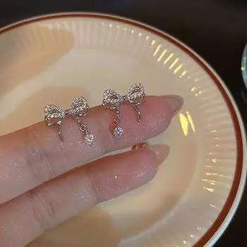 Новинка 2023 года, серьги-бабочки с кристаллами и серебряными кисточками, серьги-капли, цепочки и ожерелья для женщин, аксессуары, ювелирные изделия 1