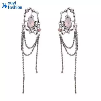 Новинка 2023 года, серьги-гвоздики с нерегулярной геометрией для женщин, модные серьги с цирконами и кристаллами, серебряные серьги с кисточками, аксессуары, ювелирные изделия