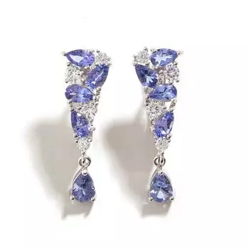 Новинка 2023 года, серьги с натуральным синим танзанитом, великолепные стильные женские ювелирные украшения для женщин, подарок на годовщину из стерлингового серебра 925 пробы m синий