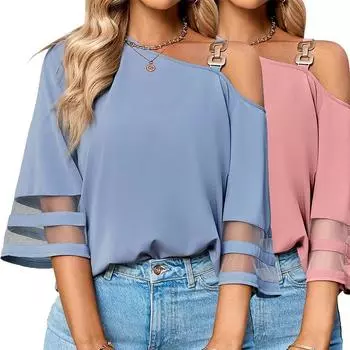 Новинка 2023 года, свободная кружевная рубашка из сладкого шифона для женщин S белый