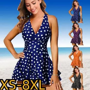 Новинка 2023 года, свободный купальник в горошек, женский сексуальный купальник с высокой талией, женский купальный костюм из двух предметов, танкини, купальники, пляжная одежда XXXXXXL чёрный