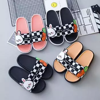 Новинка 2023 года, тапочки с маленьким белым кроликом, летние домашние тапочки на толстой подошве, летние тапочки для пар 36/37