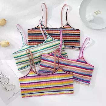 Новинка 2023 года, удобная радужная разноцветная нагрудная накладка для девочек, маленькая грудь, дышащий пояс для девочек, нагрудная накладка с женской нагрудной накладкой M чёрный