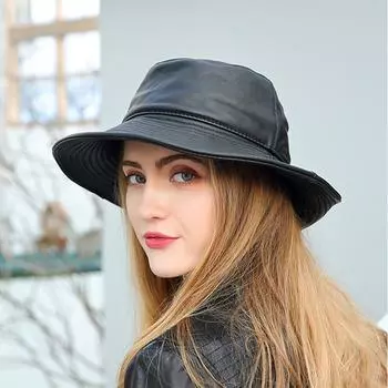 Новинка 2023 года, весна/зима, японские женские панамы из натуральной кожи, мужские/женские черные шапки в рыбацком стиле, легко носить с собой, уличный капот One Size