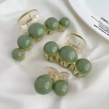 Новинка 2023 года, винтажные заколки для волос с зеленым жемчугом и когтями, корейская большая заколка для волос, заколка для волос, вьющиеся волосы, крабы, женские аксессуары для волос, головные уборы