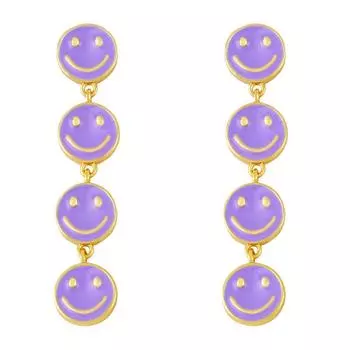 Новинка 2023 года, взрывные серьги в Европе и США, простые, милые, милые универсальные серьги для девочек с длинными кисточками и смайликом для женщин жёлтый