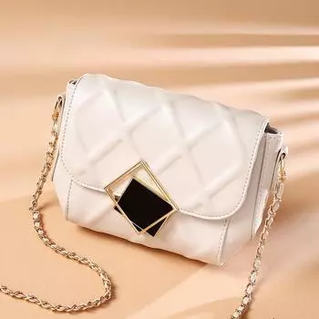 Новинка 2023 года, женская сумка из натуральной кожи, женская сумка через плечо на одно плечо, маленькая цепочка с золотым шариком, летняя модная универсальная нишевая тенденция M белый