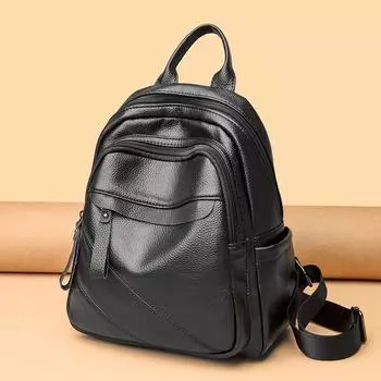 Новинка 2023 года, женский рюкзак, модный простой многофункциональный студенческий рюкзак для отдыха и шоппинга, крутая сумка для девочек, сумки на плечо из искусственной кожи чёрный