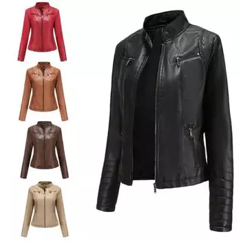 Новинка 2023 года, женское толстое теплое пальто из искусственной кожи с капюшоном на молнии, короткая кожаная куртка, байкерское пальто, женская кожаная куртка, женская куртка-стойка из искусственной кожи