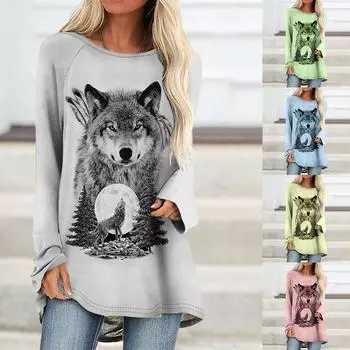 Новинка 2023 года, женское уличное платье с длинным рукавом, новый дизайн, платье с принтом, топ с круглым вырезом, осенняя модная осенняя футболка с длинными рукавами, повседневная осенняя футболка L