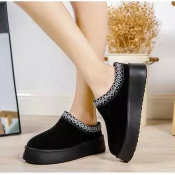 Новинка 2023 года, зимние сапоги большого размера, теплая женская хлопковая обувь на толстой подошве, женская обувь 36 чёрный