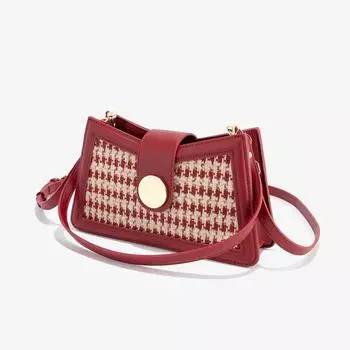 Новинка 2023, свадебная сумка, сумка для невесты, сумка в клетку «Тысяча птиц», сумка для подмышек, высококачественная длина, высота 26 см, ширина 15 см ~ 7 см красный