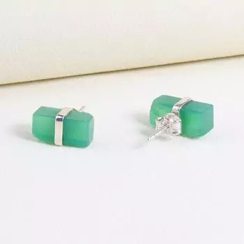 Новинка 2023, уникальные серьги ручной работы с драгоценными камнями, натуральный зеленый агат, милый дизайн, серебро 925 пробы для девочек, хороший подарок S зелёный