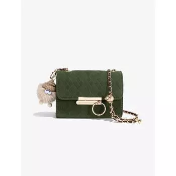Новинка 2023, женская сумка на одно плечо, дорожная сумка с ромбовидной решеткой и цепочкой, подарок на день рождения подруге, длина 19 см, высота 13,5 см, ширина 7,5 см зелёный