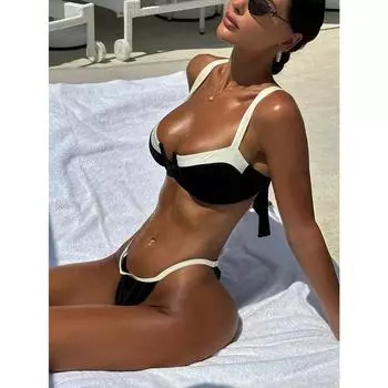Новинка 2024, черный, белый цельный купальник, сексуальный однотонный купальник, женский костюм, пляжный купальник-монокини с открытой спиной, женский S