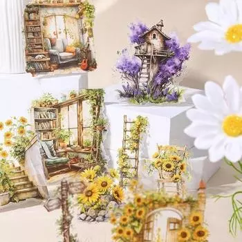Новинка 2024 года, 30 шт., 6 стилей, серия наклеек для садового уголка, идеально подходит для коллажей, ведения журнала, скрапбукинга, сделай сам, принадлежности