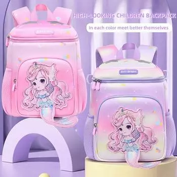 Новинка 2024 года, 3D-мультяшная сумка для детского сада, милые школьные ранцы с русалочкой для девочек 3-6 лет, SBR, водонепроницаемый детский рюкзак с защитой позвоночника S фиолетовый