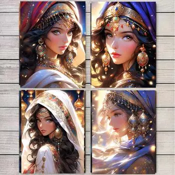 Новинка 2024 года, алмазная картина, ближневосточная женщина, полная квадратная вышивка крестом, экзотический портрет, мозаика, ручная работа, домашний декор Full Round 20x30CM