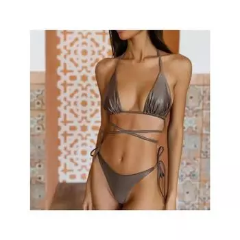 Новинка 2024 года, бандажное бикини с пуш-ап, микро-бикини, женский купальник, комплект из двух предметов, большие размеры, купальный костюм, XL S малиновый