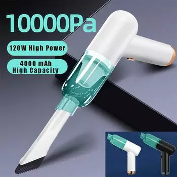 Новинка 2024 года, беспроводной автомобильный пылесос 10000pa, бытовой пылесос с высоким всасыванием, ручной мини-мощный автомобильный пылесос белый