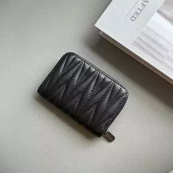 Новинка 2024 года, держатель для карт из натуральной кожи, дизайнерский брендовый кошелек для монет из овечьей кожи для женщин, стеганые деловые держатели для кредитных карт, 11 слотов чёрный