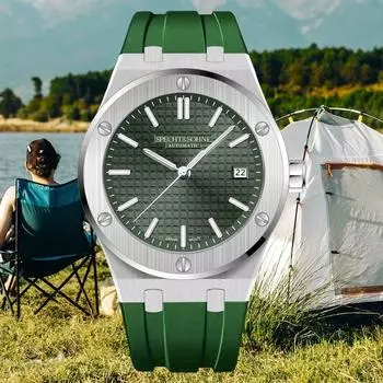 Новинка 2024 года, хит продаж, 40 мм, модные автоматические механические часы Specht & Sohne для мужчин, резиновые, зеленого цвета, с сапфировым стеклом, 50 м, водонепроницаемые Japan-Miyota-Movt темно-синий