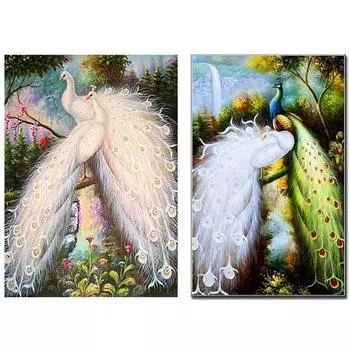 Новинка 2024 года, картина с животными, алмазная живопись, вода, павлин, мозаика, дерево, вышивка своими руками, украшение на стену мечты, гостиная Full Round 20x30CM