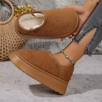 Новинка 2024 года, классические женские зимние ботинки на утепленном пухе, удобные теплые ботильоны, женская зимняя женская обувь, массивные Botas Mujer 36-37 чёрный