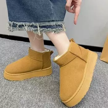 Новинка 2024 года, классические женские зимние ботинки на утепленном пухе, удобные теплые ботильоны, женская зимняя женская обувь, массивные Botas Mujer 36 чёрный