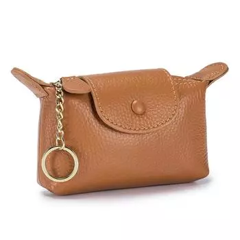 Новинка 2024 года, кошелек для монет из натуральной кожи, мини-женские кошельки с брелком, короткий кошелек на защелках, кошелек для ключей из телячьей кожи, держатель для карт чёрный