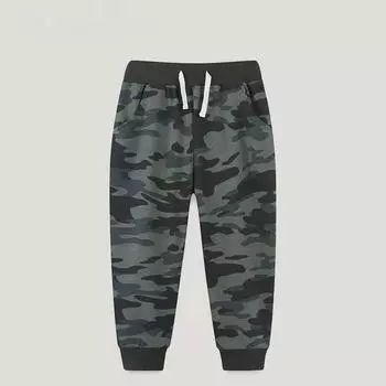 Новинка 2024 года, летние детские длинные штаны, вязаные хлопковые спортивные брюки для мальчиков, камуфляжные повседневные спортивные штаны на шнуровке 5Y