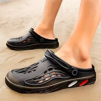 Новинка 2024 года, летние мужские тапочки, модные удобные пляжные сандалии из ЭВА на плоской подошве, мужская повседневная дышащая обувь с дырочками, большой размер 49 41 белый