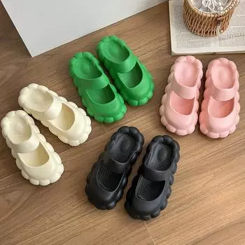 Новинка 2024 года, летние тапочки для девочек, нескользящие, износостойкие, мягкие и удобные тапочки Мэри Джейн с плоской подошвой из материала ЭВА 36-37 белый