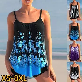 Новинка 2024 года, летние женские сексуальные купальники с высокой талией, женские купальники из двух частей, танкини, купальники, пляжная одежда, модный купальник с принтом S