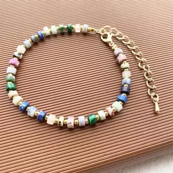 Новинка 2024 года, летний браслет из красочных камней в богемном стиле, модный браслет в стиле Instagram для отпуска, браслет из натурального камня для женщин и мужчин, подарок