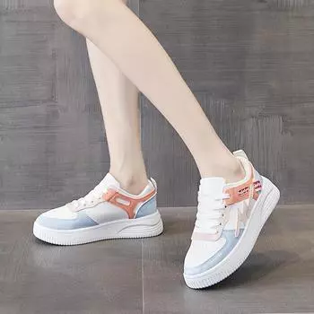 Новинка 2024 года, лоферы, кроссовки на плоской подошве, женская обувь, дышащие женские повседневные женские удобные кроссовки, сплошные цвета на шнуровке 35 синий