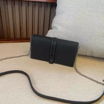 2025 Новая маленькая сумка через плечо из натуральной кожи, женские сумки, фирменный дизайн, цепочка, дамский кошелек, роскошная двухцветная сумка через плечо из коровьей кожи чёрный