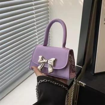 Новинка 2024 года, модная сумка через плечо с бантом, симпатичная женская сумка карамельного цвета, портативная повседневная маленькая квадратная сумка прилив чёрный