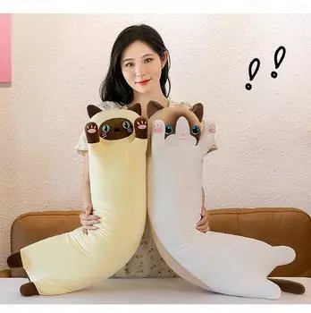 Новинка 2024 года, мягкая плюшевая кукла с милым котенком, подарок на день рождения, подушка, кукла, плюшевая игрушка, длинная кошка, спящая кукла-компаньон 50cm