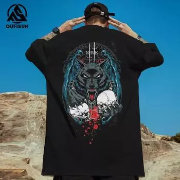 Новинка 2024 года, мужская футболка, топы в стиле хип-хоп, уличная мужская трендовая блузка с животным принтом, летняя модная футболка с короткими рукавами, одежда 5XL